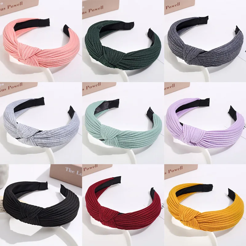 Solid Soft Knotted Headband Women Hairbands For Lady Turban Bezel Wide Simple Hair Hoop Girls Hair Accessories Headwear designer hair clips