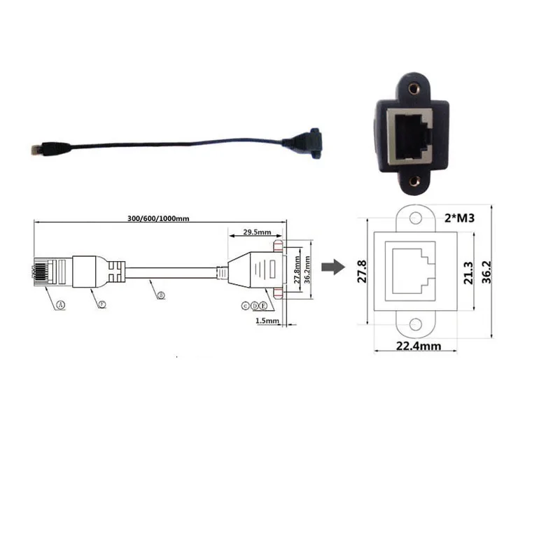 8Pin RJ45 кабель штекер-гнездо винтовое крепление для панели разъем Ethernet LAN Сетевой