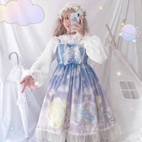 lolita dress sweet cute japanese kawaii girls princess maid vintage gothic printed patterns lace pink summer skirt