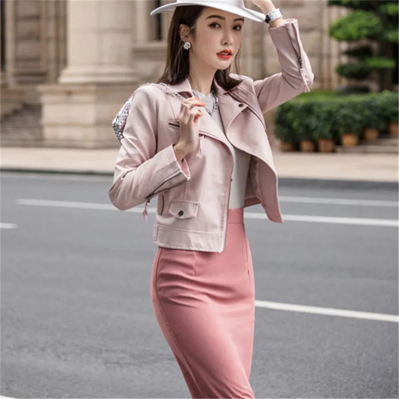 

Mazefeng New 2020 Autumn Winter Women's Leather Jackets Pockets Outerwear England Style Faux Leather Tops Coat Black Size S- XL