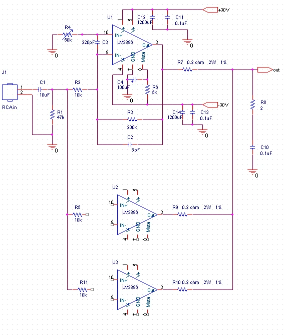 Плата усилителя мощности KYYSLB LM3886 * 3 150 Вт (роскошная плата) 123*61 мм параллельная