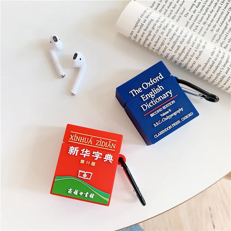 Для AirPod 2 Чехол 3D Оксфорд Dctionary мультфильм мягкий силиконовый беспроводной кожухи головных телефонов для Apple Airpods чехол милый чехол Funda