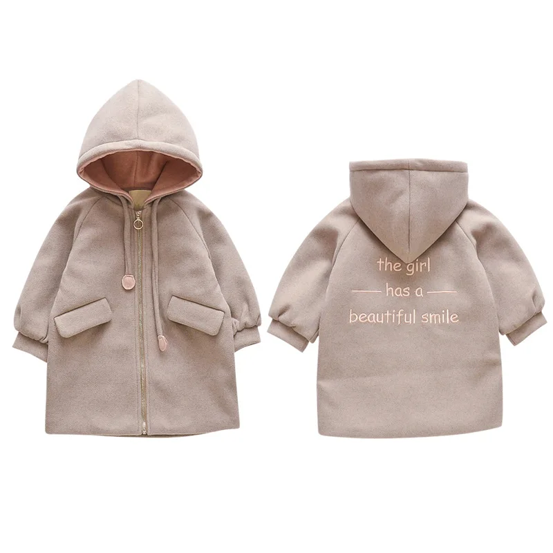 

Girls 2021 children new winter coat, leisure cloth coat han edition thickening quilted woolen cloth coat