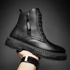 Мужские Нескользящие ботинки на толстой подошве, черные Брендовые ботильоны для осени и зимы, 2021