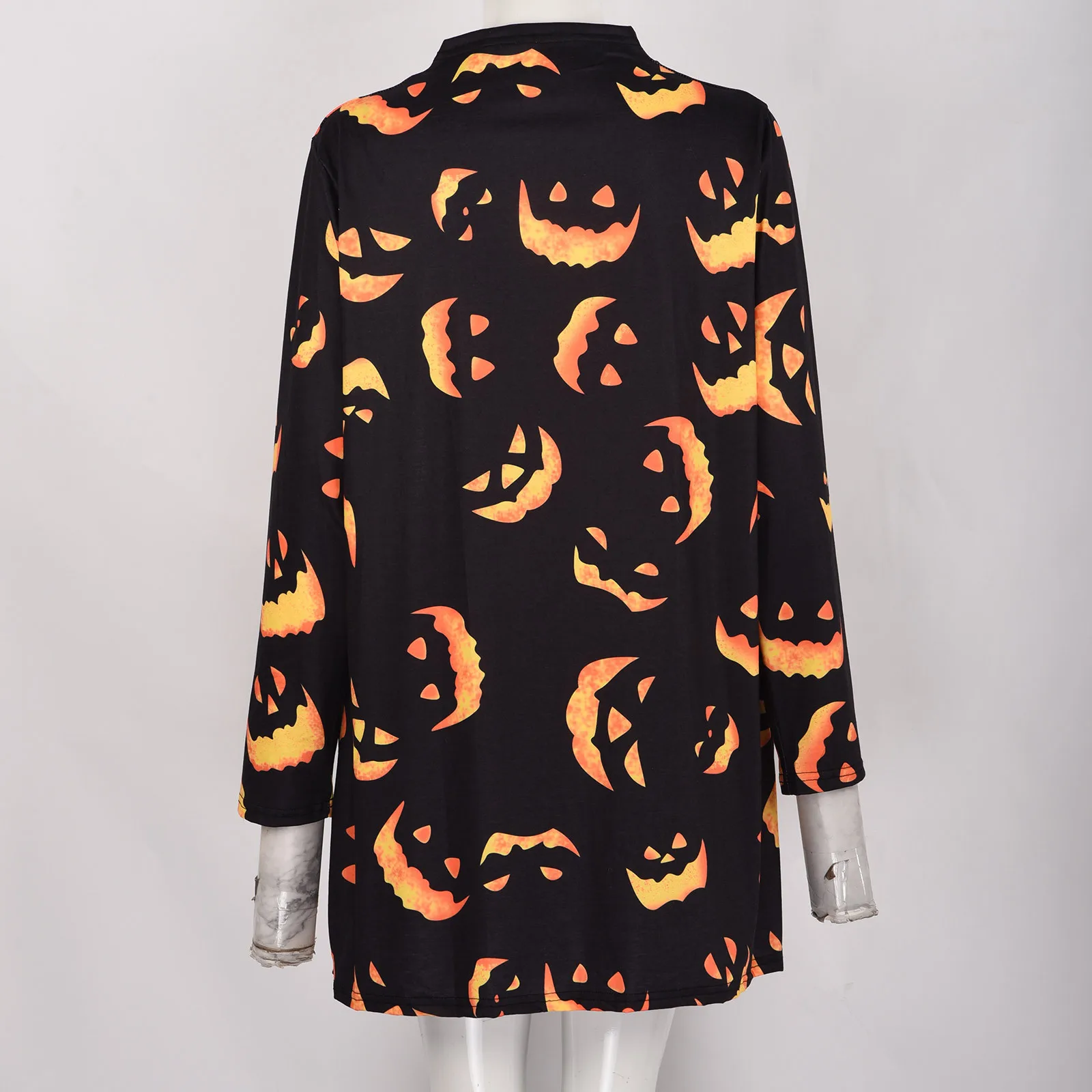 Женский кардиган на Хэллоуин модное осеннее пальто с длинным рукавом и принтом в