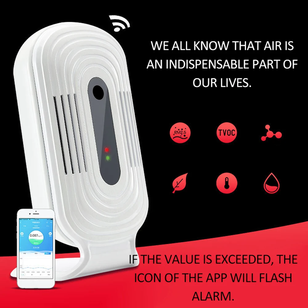 

Portable Intelligent WIFI Home Professional Smog CO2 Meter HCHO TVOC Air Quality Monitor Tester Detector Sensor Temperature co2
