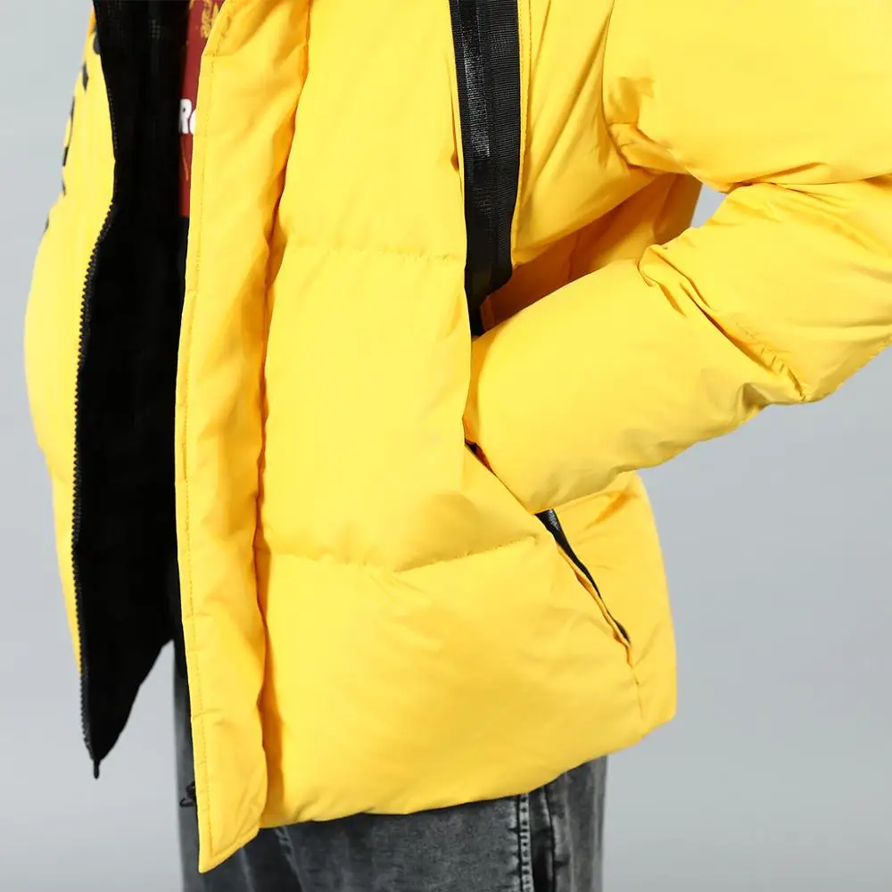 Мужская куртка на белом утином пуху SIMWOOD модная приталенная парка с надписью в