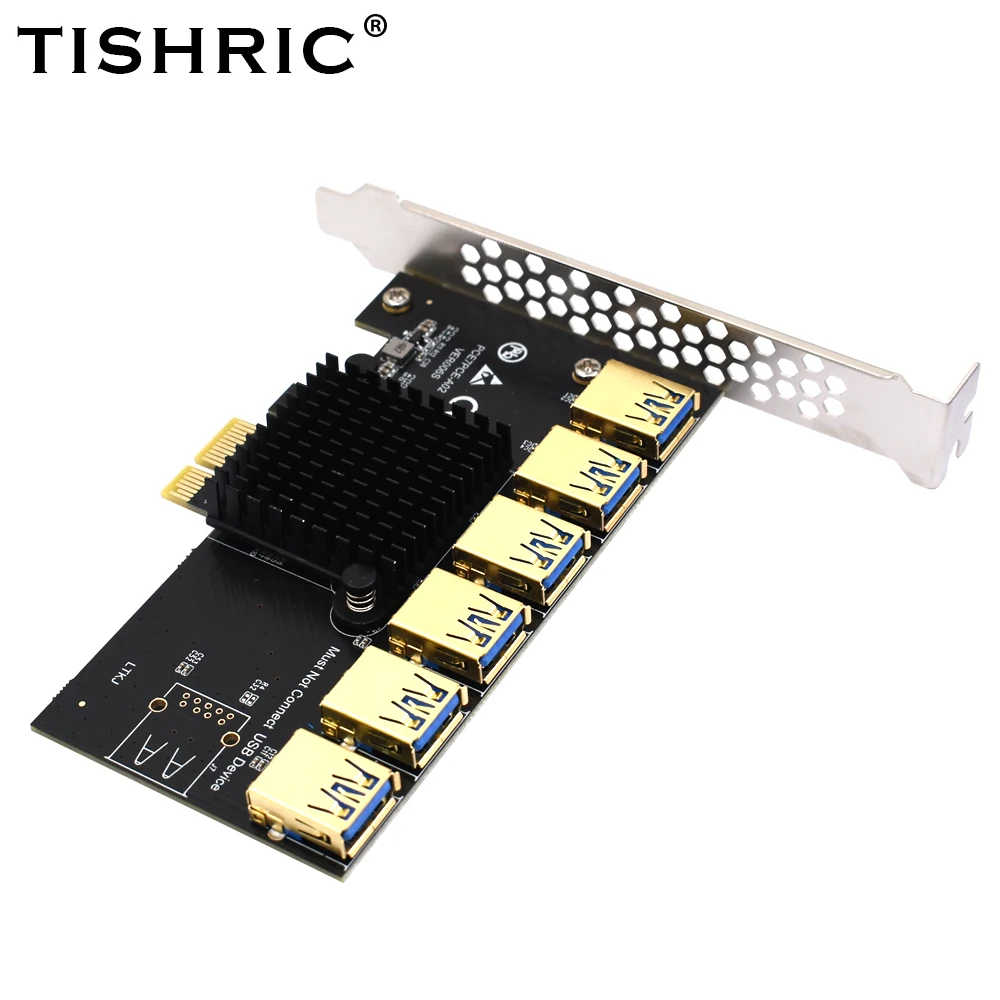 

TISHRIC PCIE Multiplier PCIE 1 To 6 USB3.0 Port Riser 009S 010 Card Extender Converter Expansion For BTC Miner Mining