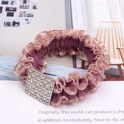

1PCS Fashion Korean Lace Hair Rope Rhinestone Temperament Wide Head Rope