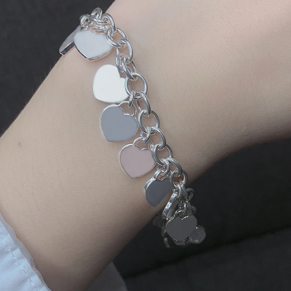 

S925 Lady Bracelet Heart Shaped Bracelet Jewelry Love Confession Trend Fashion Classic Handmade Original 1:1 High Quality Gift