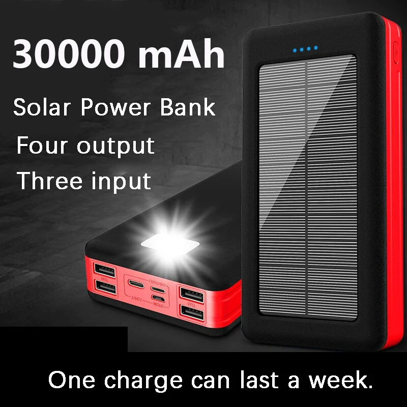 Внешний аккумулятор на солнечной батарее 30000 мАч 4 USB порта|Внешние аккумуляторы| |
