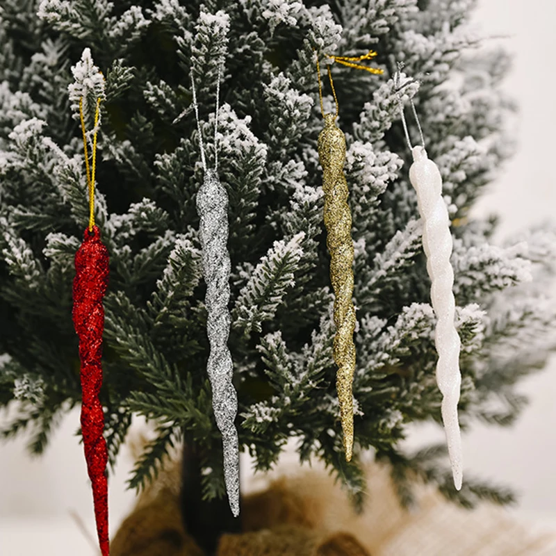 

10pcs 13cm Simulation Ice Xmas Tree Hanging Ornament Christmas Fake Icicle Winter Party New Year Christmas Decoration Supplies