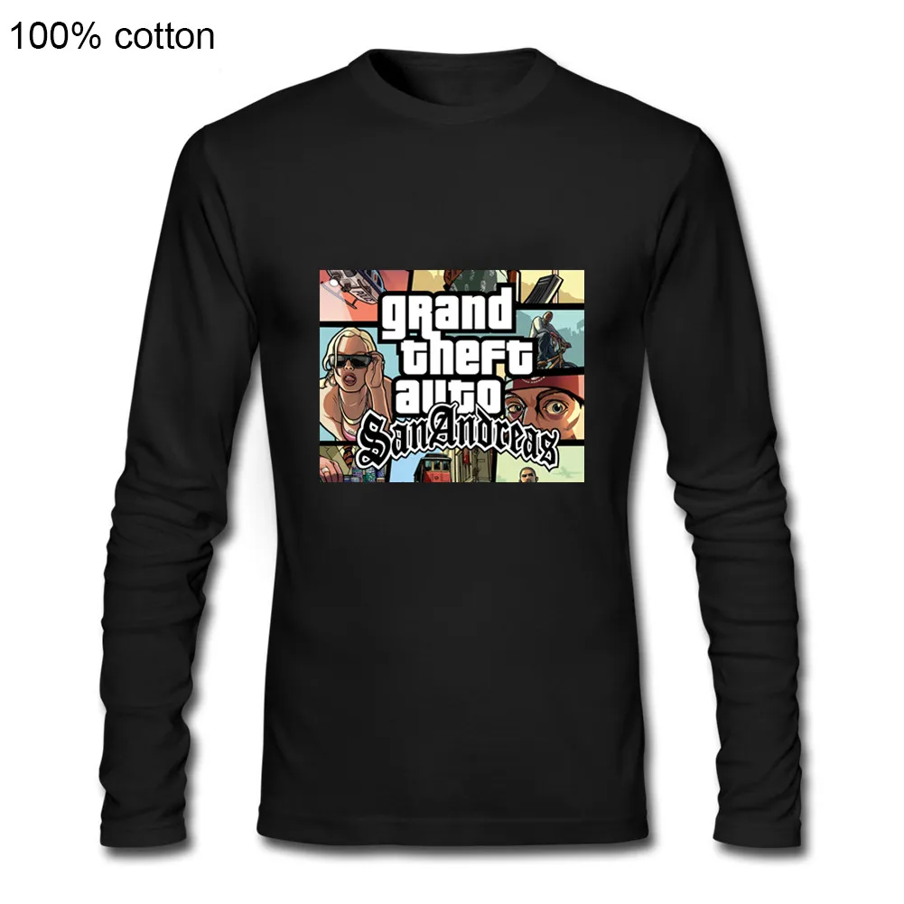 Популярные игровые футболки с длинным рукавом футболка принтом GTA San обладающей