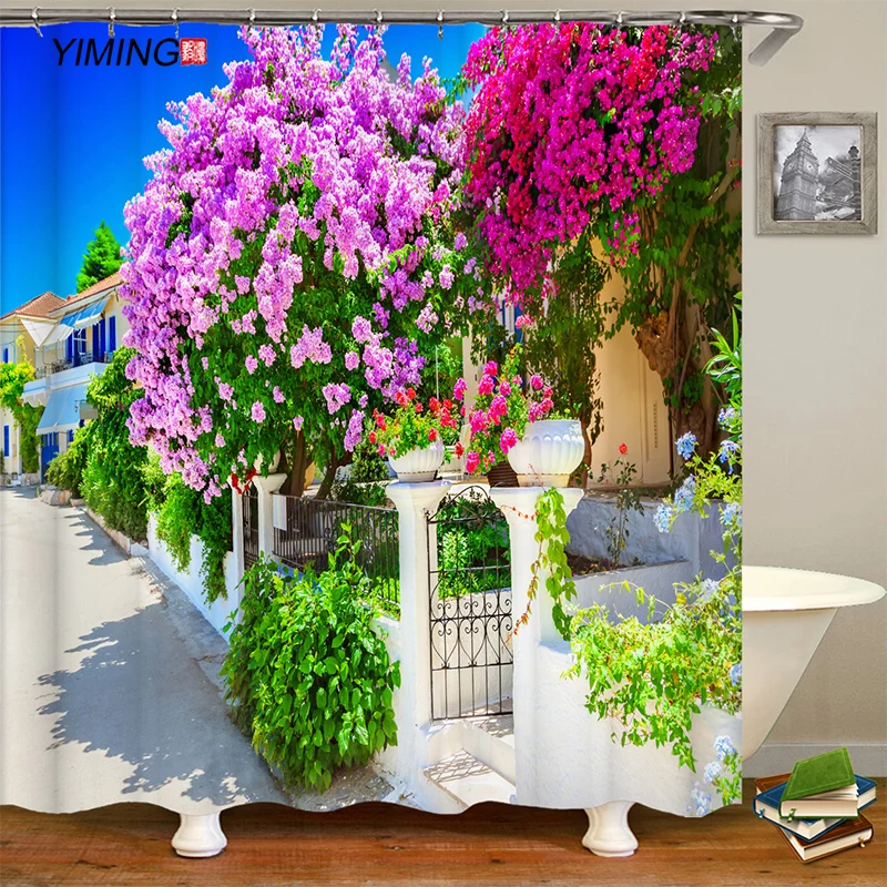 Занавеска для душа из полиэстера водонепроницаемая с 3D-принтом | Дом и сад