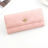 pu leather metal crown accessories long solid hasp wallets fashion purses and handbags luxury designer for women