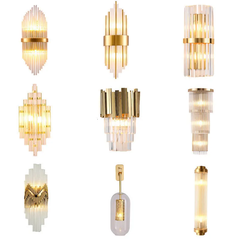 Modern crystal wall lamp gold sconce lights AC110V 220V fashion luxury lustre living room bedroom light fixtures | Освещение