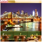 Большая Алмазная мозаика ночного вида с изображением города, распродажа, Бруклинский мост, Нью-Йорк, сделай сам, полноразмерная круглая Алмазная картина ручной работы