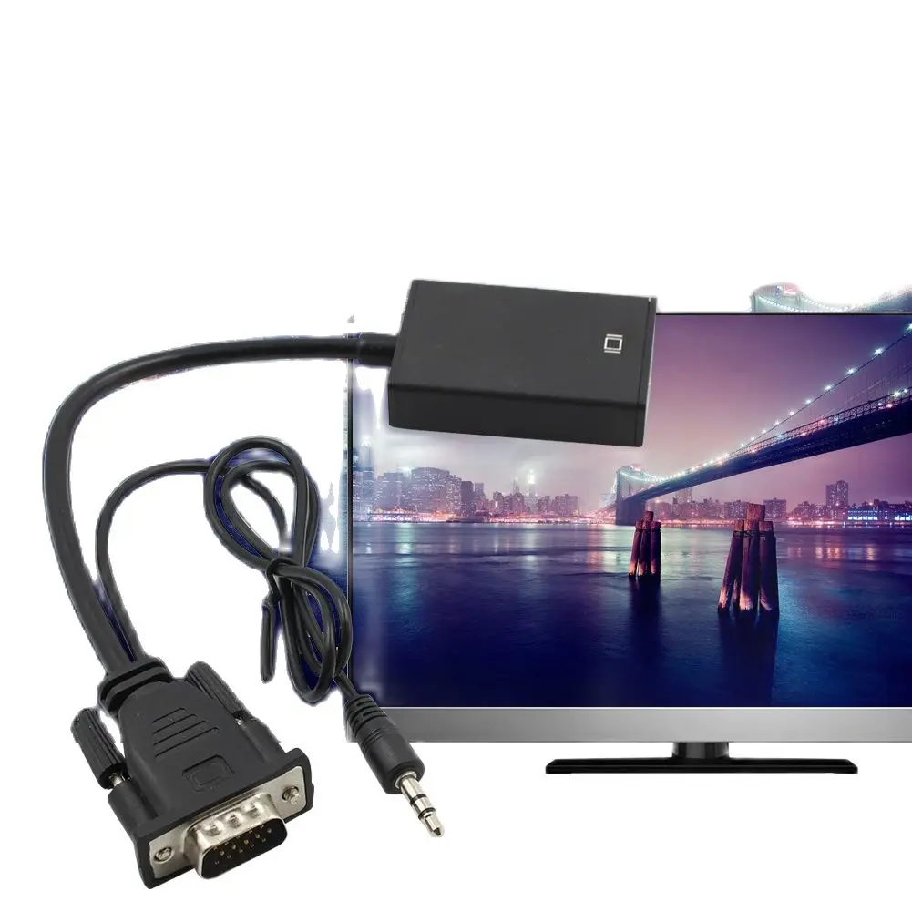 VGA папа-HDMI-совместимый адаптер конвертер с 3 5 мм аудио вход кабель для PS4 HDTV ПК