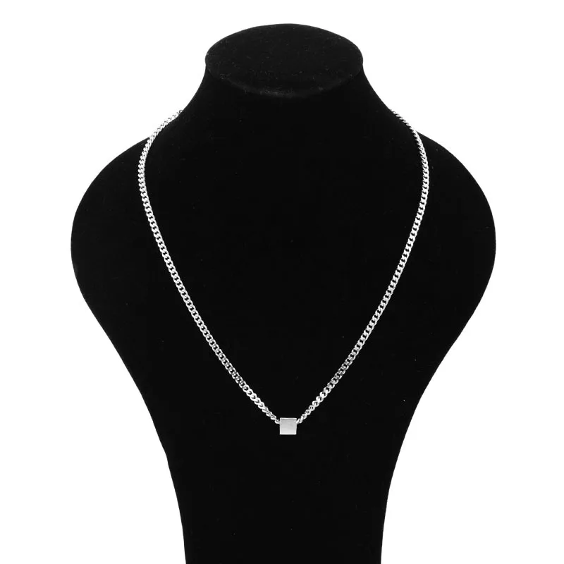 Ожерелье из нержавеющей стали для мужчин и женщин квадратное украшение в стиле