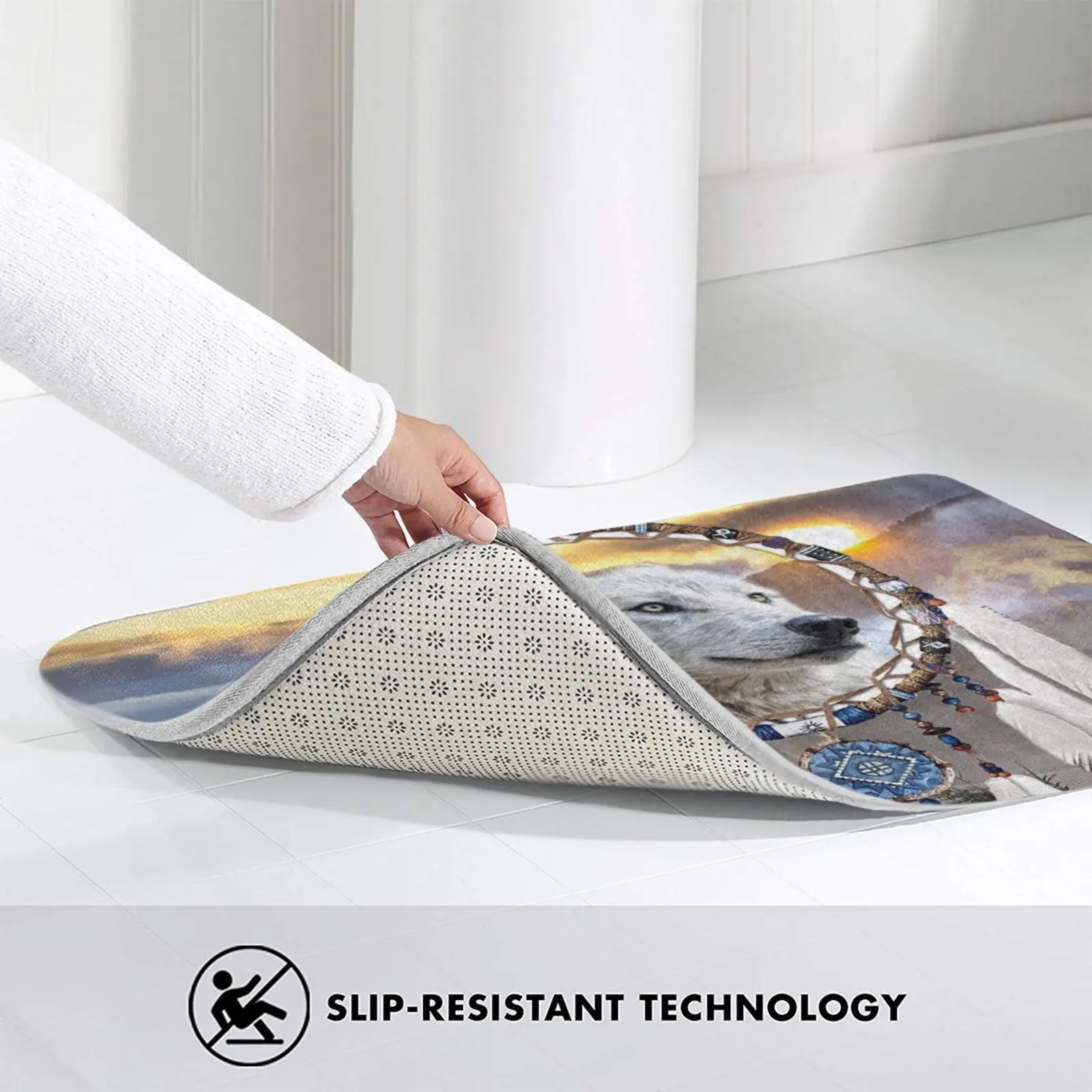 Коврик с волком медведем и ловцом снов нескользящий коврик для входной двери в