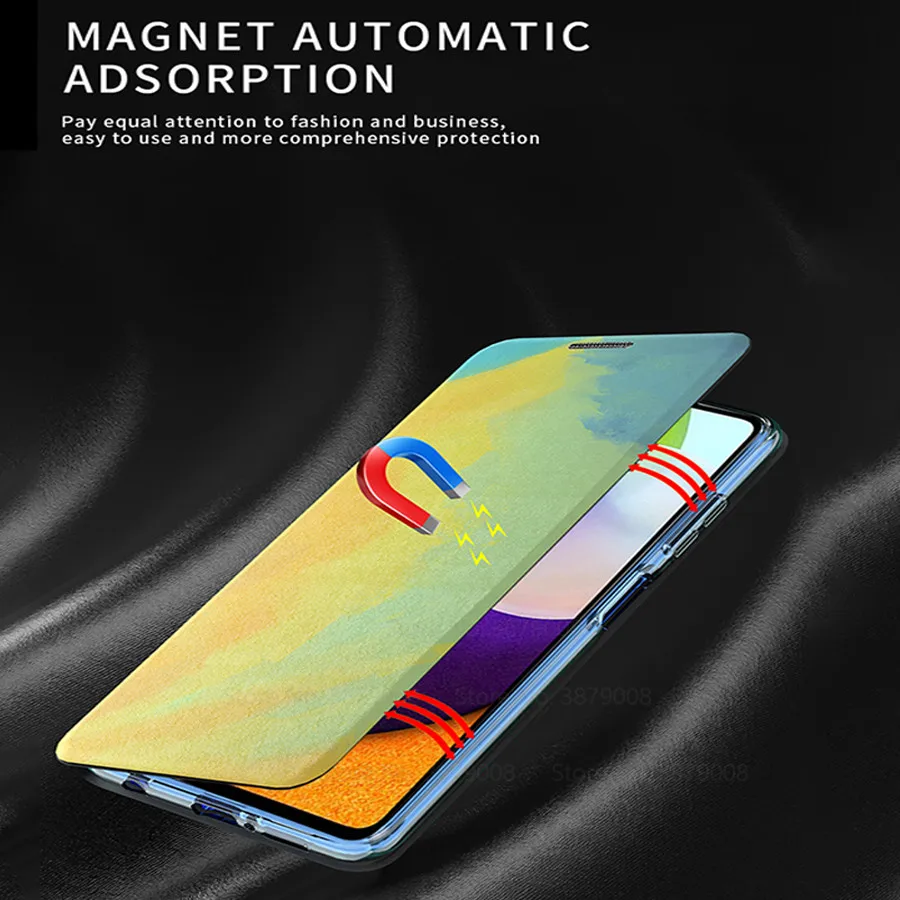 Акварельный кожаный чехол-книжка с подставкой для телефона Samsung Galaxy A52 A72 A32 A42 A12 A02