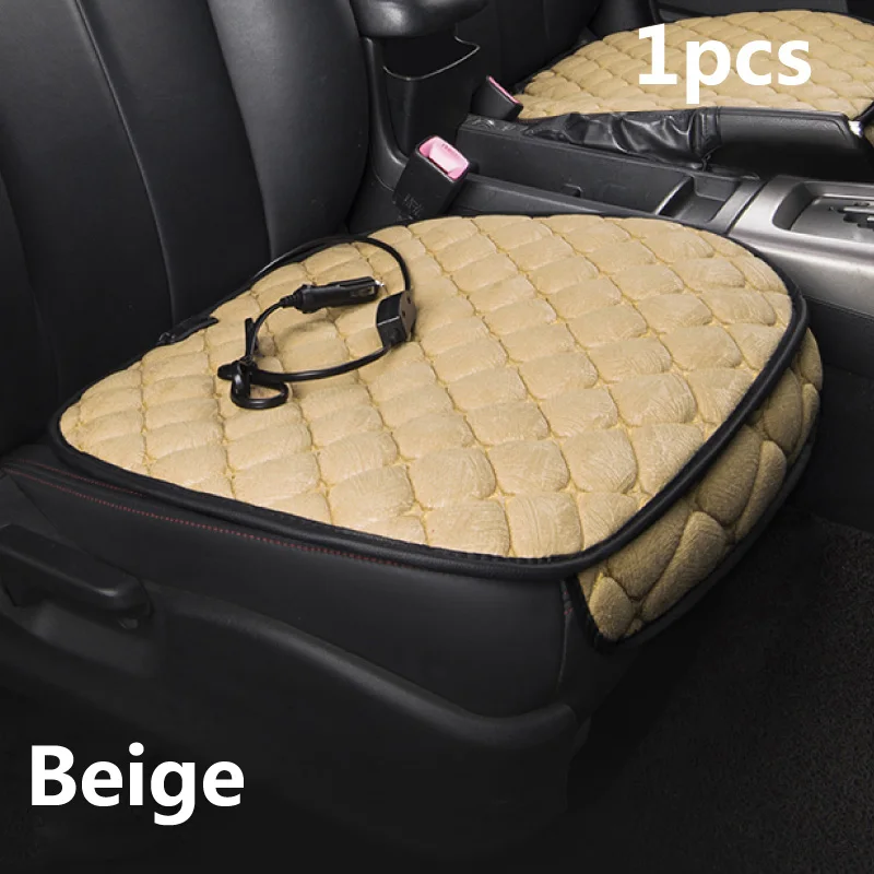 Square beige -1-FB Автомобильная грелка 12 В, автомобильное сиденье, зимний грелочный чехол, грелка для сиденья, зимняя подушка, защита для автомобильного сиденья, зимний чехол - Название цвета: Square beige -1-FB