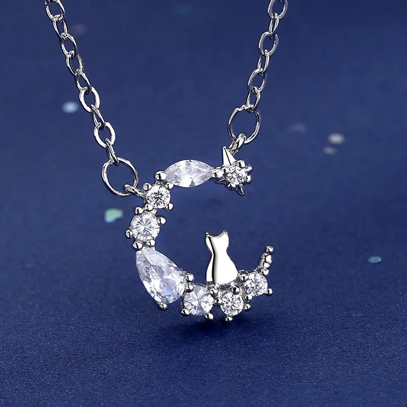 Женская цепочка с подвеской YIZIZAI серебряное ожерелье кубической луной звездой