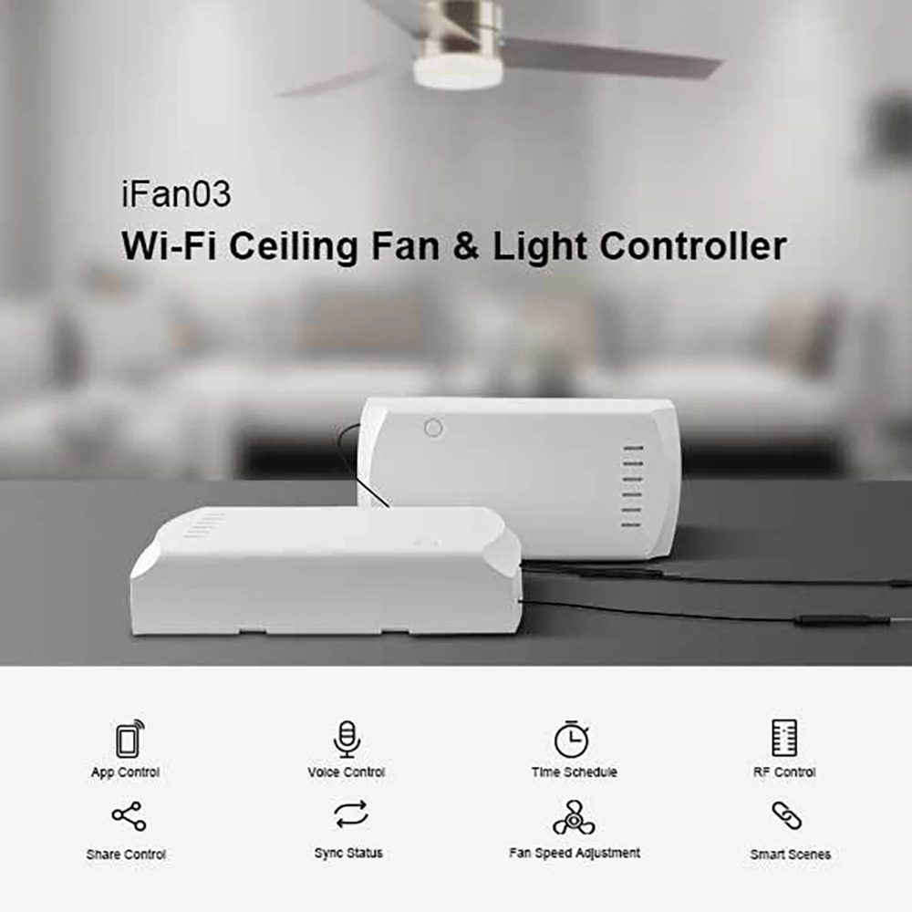 SONOFF-IFan03+RM433+ Wi-Fi Ceiling Fan Light Controller Intelligent Switch Led Lamp Smart Control For Google Home Alexa Nest |