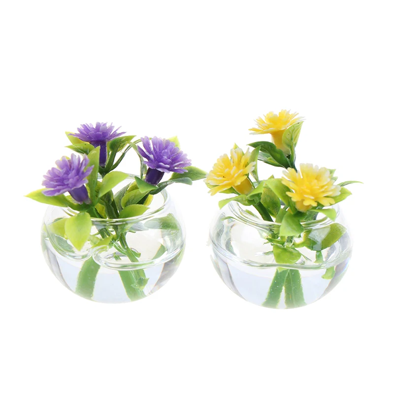 

1:12 Dollhouse Miniature Simulation Hydroponic Glass Plant Potted Flowers Model Dollhouse Furniture 1/12 2022 New Year Gifts