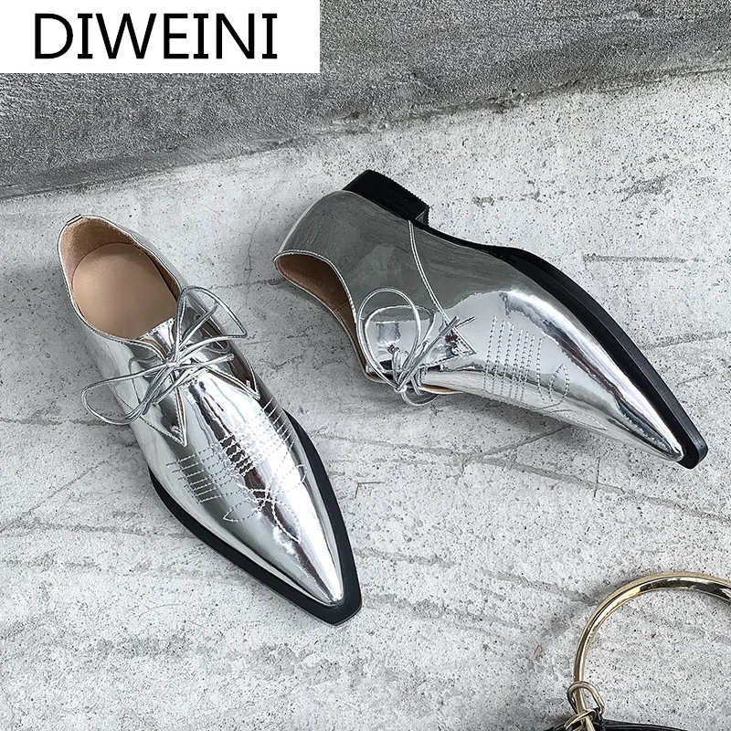 

2021 New Spring Women Flat Shoes Fashion Sexy Pointed Toe Women Low-heeled Casual Shoes Lace-up Outdoor Comfortable Women Shoes