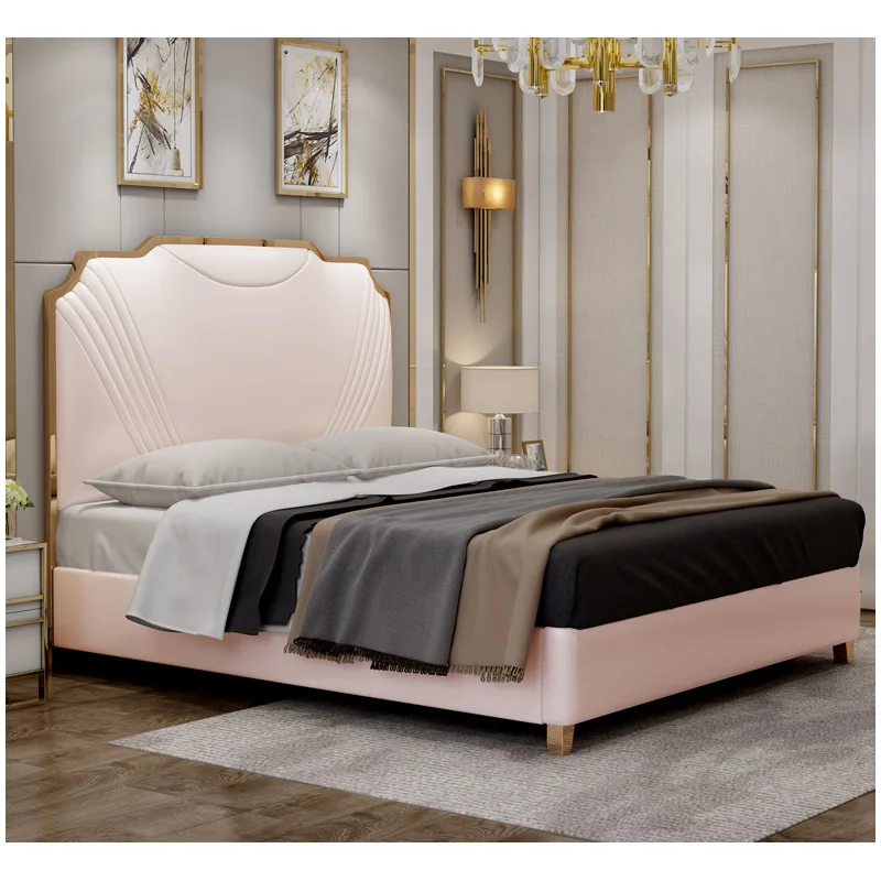 Современная светильник роскошная кровать из искусственной кожи двойная