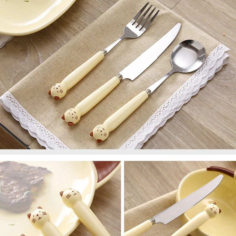 3 шт./компл. набор посуды милые дети вилка ложка ножей домашняя посуда столовых