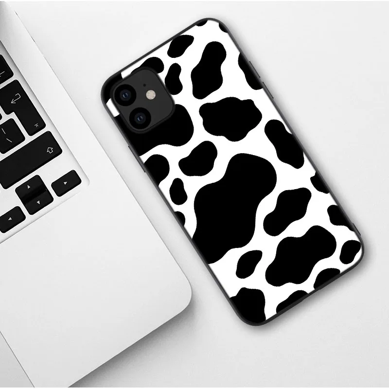 Мягкий чехол для iPhone 11 Pro 12 6 S 7 8 Plus X XR XS Max SE 2020 белый черный корова символ зебры |