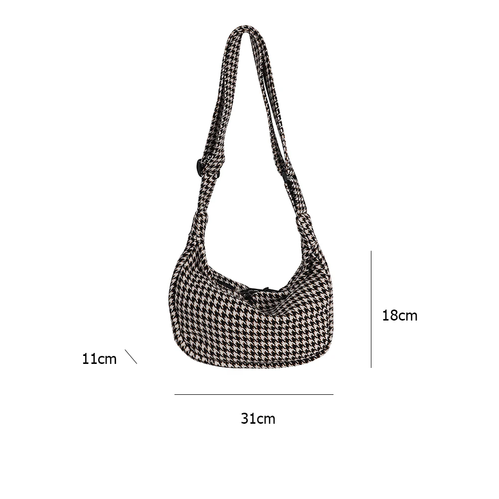 

Vintage Female Crossbody Bag Women Plaid Pattern Street Shoulder Satchel Dumpling Messenger Satchel