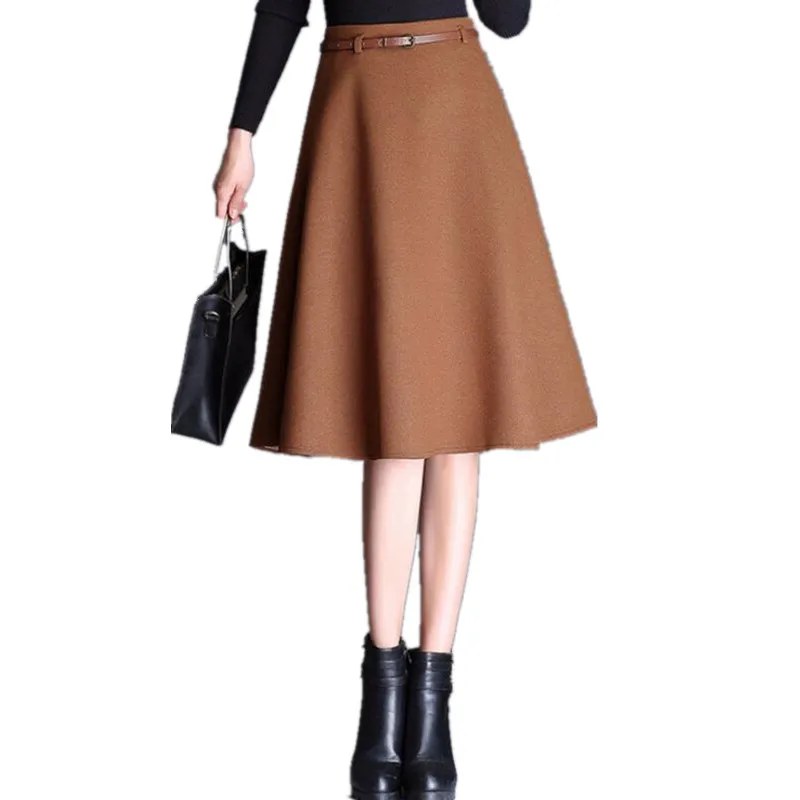 2020 плиссированная юбка с высокой талией Женская осенне зимняя шерстяная длинная