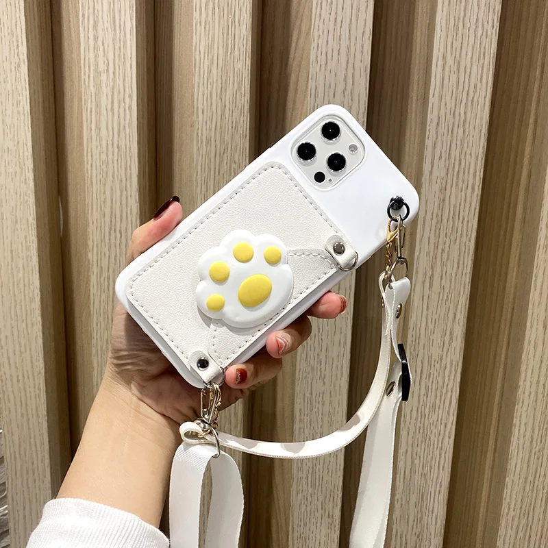 

For Samsung S21 ultra Mobile Phone Case Japan Korea style Fashion Galaxy S20plus purse S10 Soft coin pocket cover cute cat paw