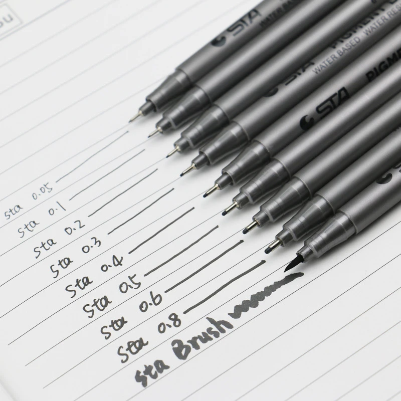 Профессионалы чернил линии ручки точка черный 0 05 мм 8 размер маркер 1 шт. красивые