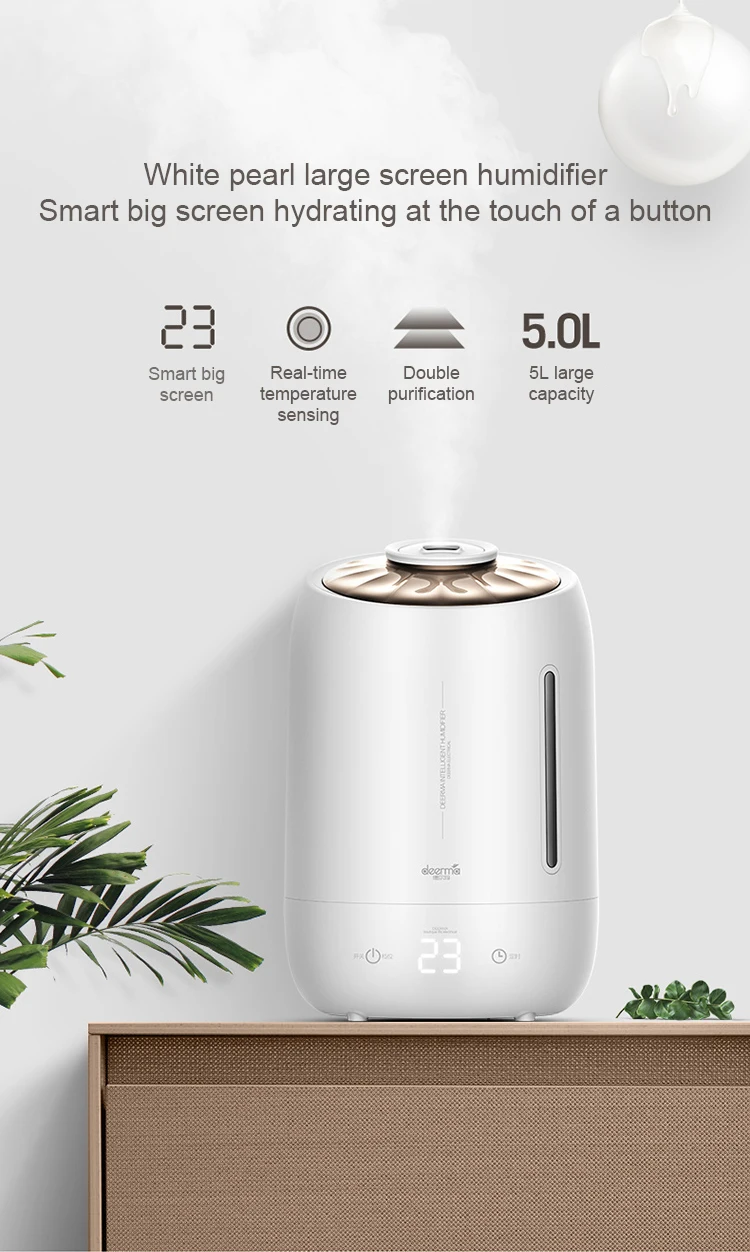 

Deerma Household Air Humidifier Air Purifying Mist Maker Timing With Intelligent Touch Screen Adjustable Fog Quantity 5L