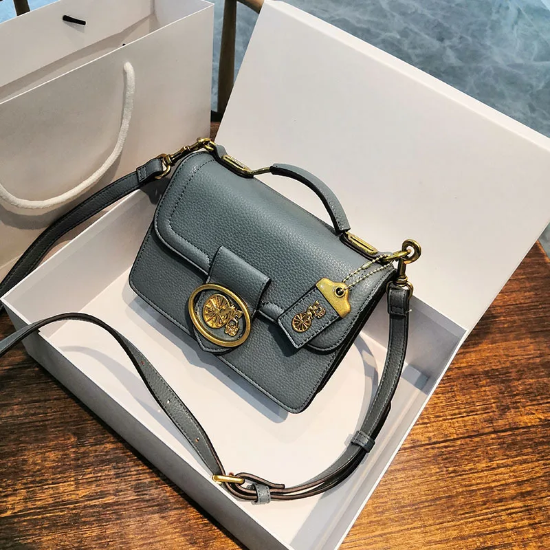 

Women's 2020 Early Autumn New Small Square Bag Flap Organ Bag Handle Single Shoulder Messenger Bags Women Purse and Handbags