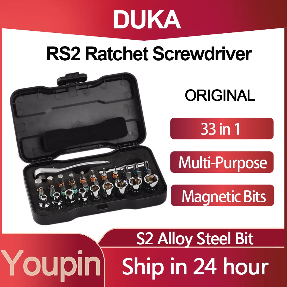

Youpin DUKA Screwdriver RS2 Multi-purpose Ratchet Wrench Screwdriver S2 Magnetic Bits Tools Set DIY Household Repair Tool