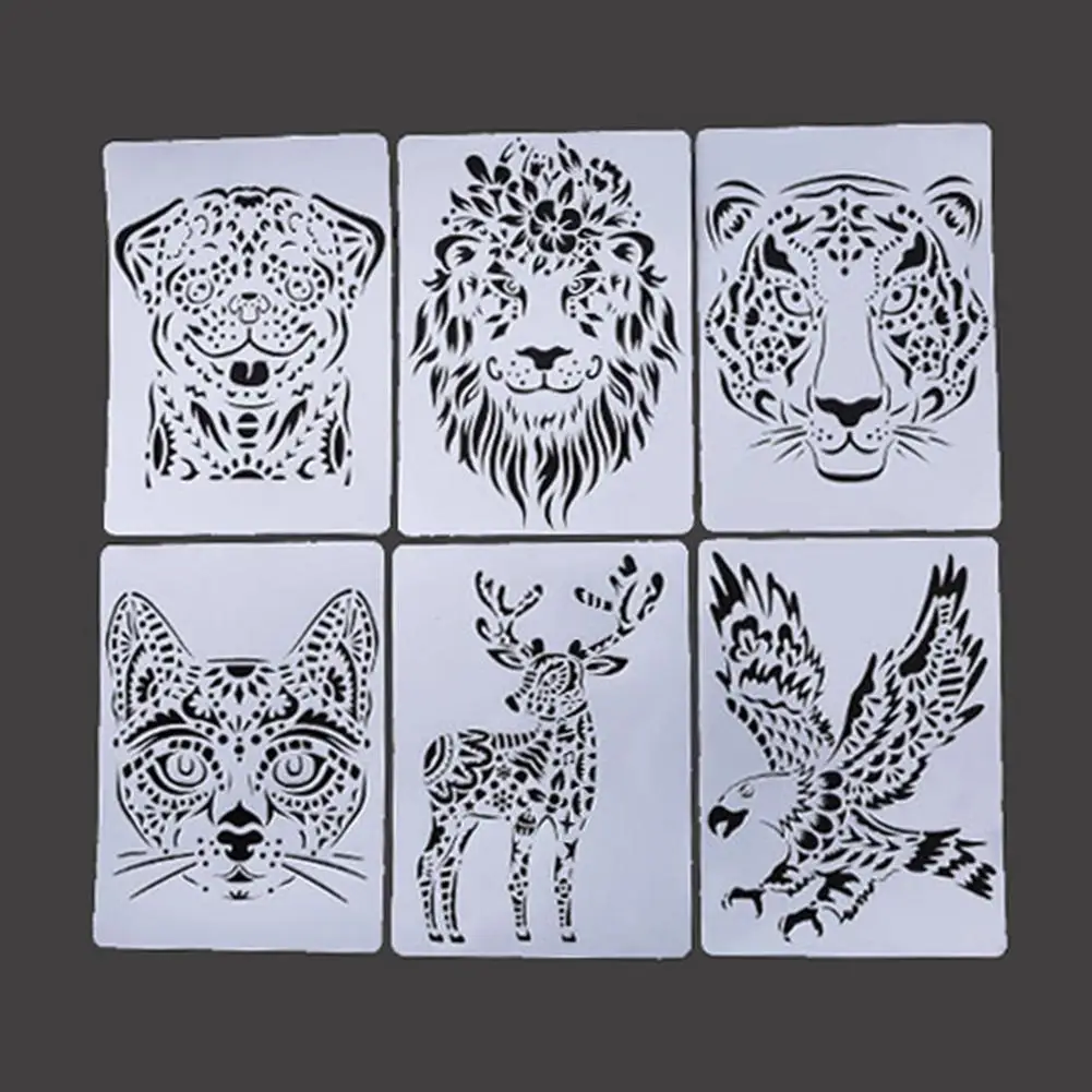 

1PC Painting Kids Toys Stenciled Template DIY Scrapbooking Supplies Ruler Elephat Coloring Educational Lion Tiger Child N5C3