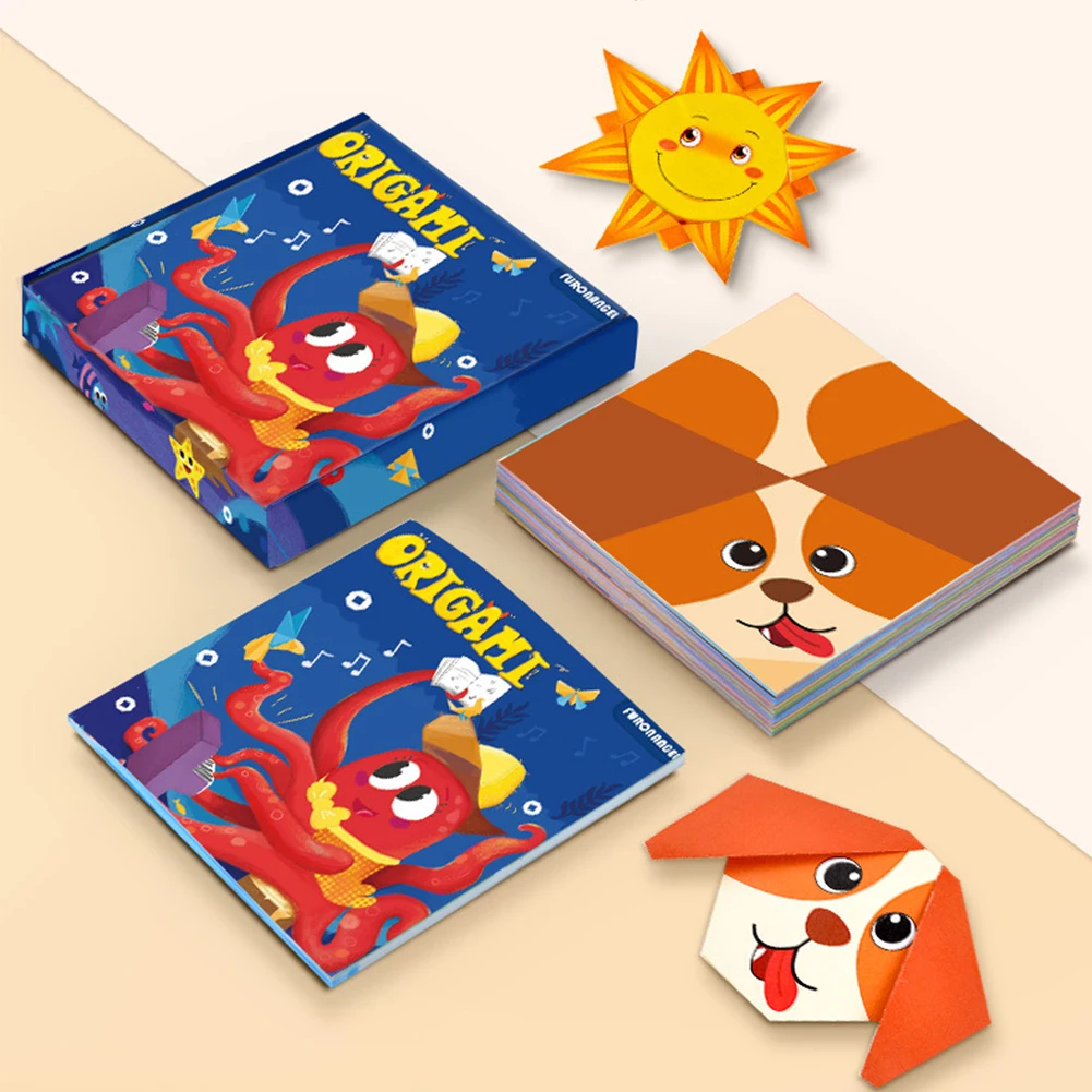 

108pcs Educational Parent Child Square For Beginner DIY Craft Hand Brain Coordination Origami Paper Montessori Toy Kids Gift Fun