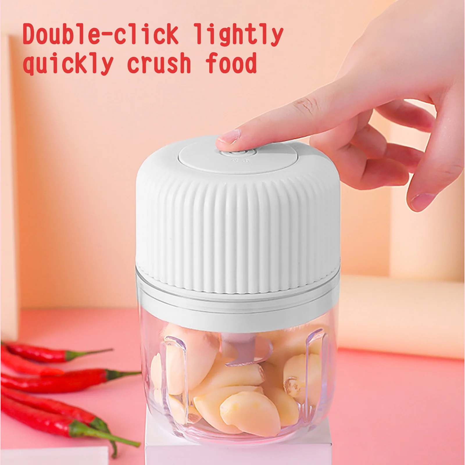 

Behogar Portable Electric Mini Garlic Chopper Wireless Food Slicer Garlic Blender Mini Food Processor