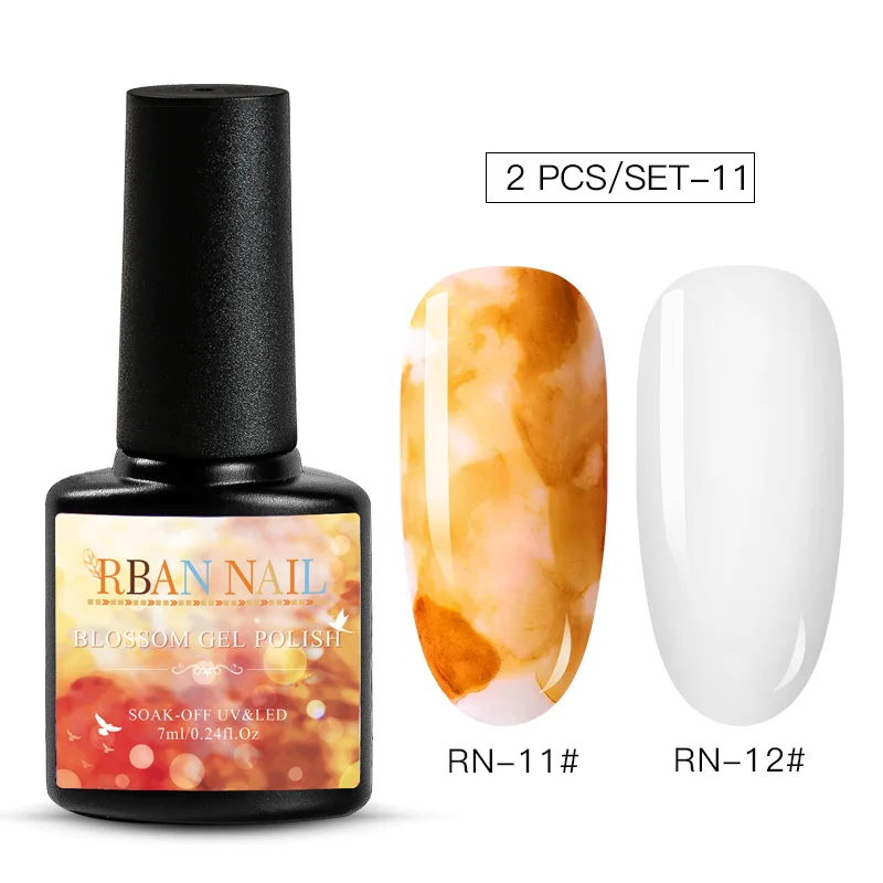 ZH04534 RBAN NAIL 8 мл Цветущий Гель-лак для ногтей акварельные чернила эффект дыма мрамор смазывание Lquid градиентный лак Гель-лак для творчества маникюр - Цвет: ZH04534