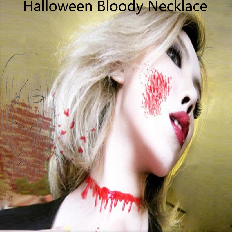Хеллоуин кровавое ожерелье Torques резка кровеносных пятен цепи Чокеры s воротник