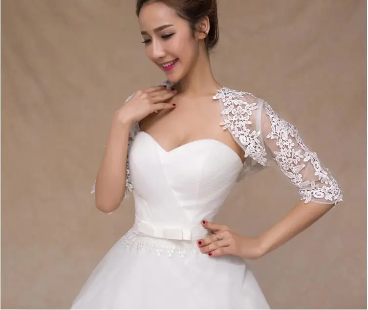 Элегантное женское 2020 сексуальное Белое свадебное болеро из тюля с рукавом 3/4 и