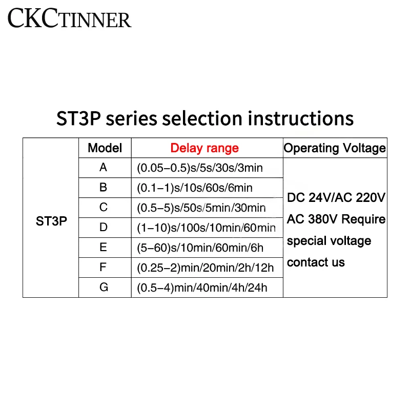 Реле включения и задержки ST3P series A-A/B/C/D/E/F/G (AC 380V 220V 110V DC 24V) задержка питания с