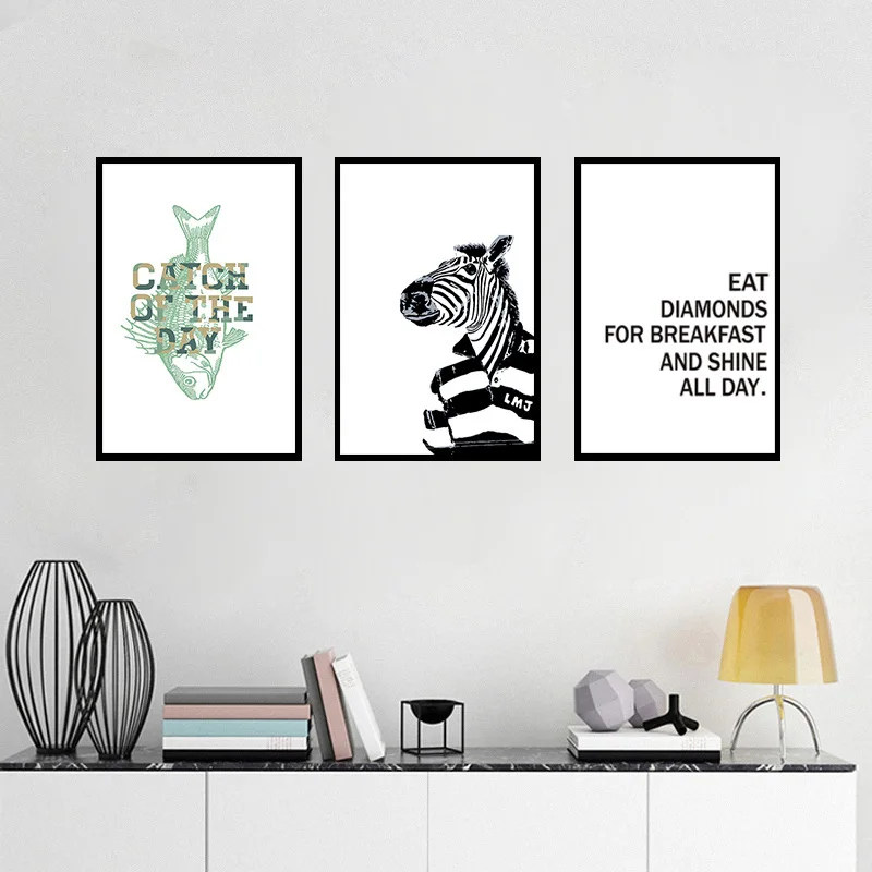 Мультфильм животных слова буквы плакат абстрактного искусства печать гостиной