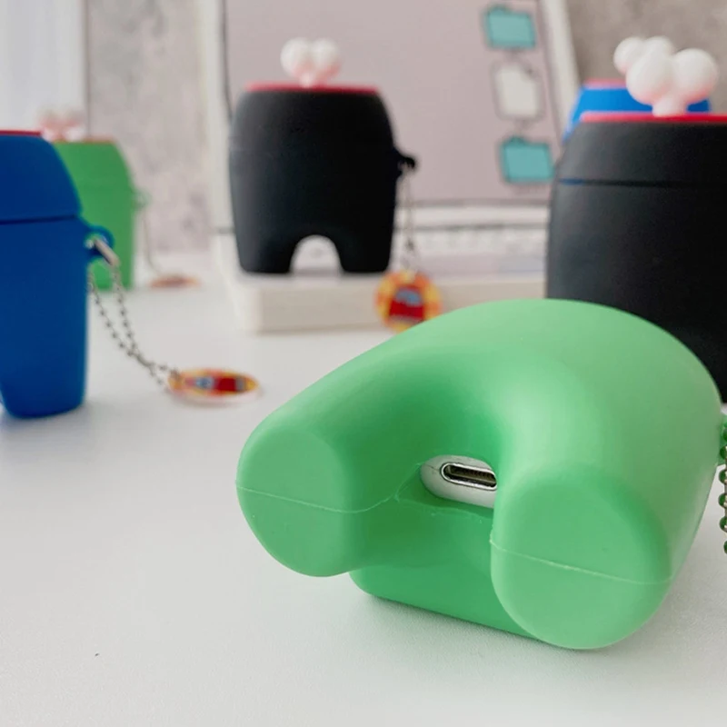 

Game Among Us Soild Color Earphone Case for Apple AirPods 1/2 Pro 3 Bluetooth Earphone Protector with Pendant Accessories
