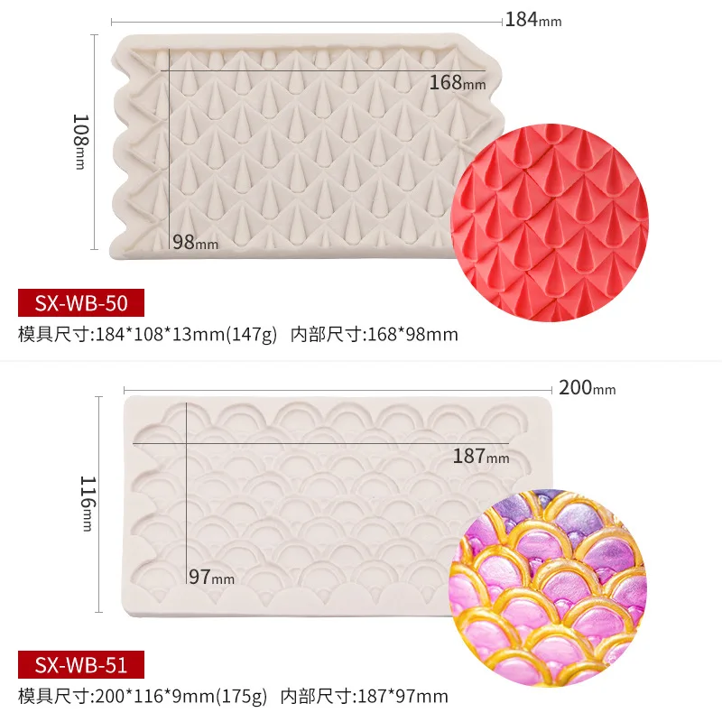 С кружевным краем Русалка рыбьей чешуи силиконовые формы DIY Fondant (сахарная)